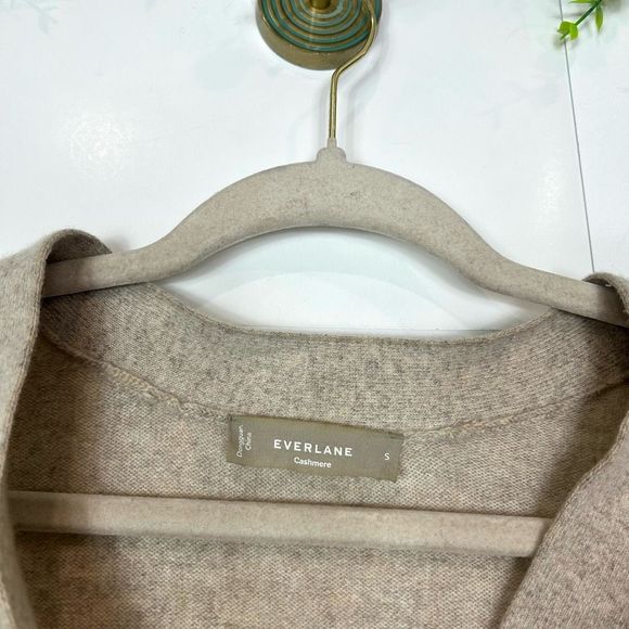 Everlane Womens Cropped Cashmere Cardigan Sweater Oatmeal Gray Canvas Heather S - Picture 7 of 15